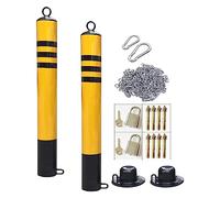 Barriera di parcheggio Set di 2 paletti di parcheggio bloccabili, barriera di parcheggio con catena in ferro da 5 m(76x800mm)