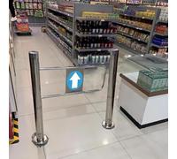 Barriera di sicurezza a molla a chiusura automatica, in acciaio inox, con supporto per pali per accesso al negozio, sicurezza della biblioteca, lato destro, 50 x 100 cm