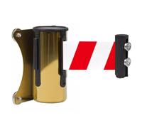 Barriera di sicurezza a nastro retrattile per mont Barriera di sicurezza a nastro rosso-bianco da parete, con rimbalzo automatico, for negozi alimentari, stadi, scuole, oro, 6,5 piedi