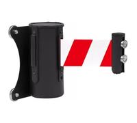 Barriera di sicurezza a nastro retrattile per mont Barriera di sicurezza a nastro rosso-bianco da parete, con rimbalzo automatico, for negozi alimentari, stadi, scuole, nero, 9,8 piedi
