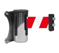 Barriera di sicurezza a nastro retrattile per mont Barriera di sicurezza a nastro rosso-bianco da parete, con rimbalzo automatico, for negozi alimentari, stadi, scuole, argento, 9,8 piedi