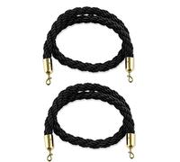 Barriera di sicurezza con corda for il controllo della folla, barriera for coda for, rosso, nero, bianco e argento ganci dorati, for, ingresso/magazzino/hotel(Black,1m/3.2ft)
