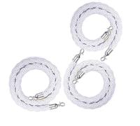 Barriera di sicurezza in corda intrecciata bianca da 3 pezzi con ganci a scatto - Divisore di linea for il controllo della folla da 0,6 a 3,05 m for eventi e luoghi pubblici(Silver Hook,95cm)