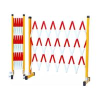 Barriera di sicurezza in metallo retrattile multifunzionale con porta a forbice pieghevole a puleggia Barriera di isolamento portatile for costruzioni stradali(Red,1.5x6m/4.9x19.6ft)