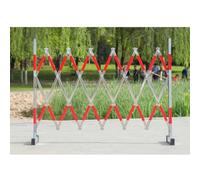 Barriera di sicurezza regolabile in acciaio inox mobile e flessibile con ruote estensibile per garage, hotel, scuole, rosso, argento, 1 x 4 m soluzione di sicurezza