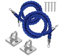 Barriera divisoria Esterna con paletti e Corde, 2 m, Blu, con Ganci argentati, per Il Controllo della Folla, Ideale per Eventi, Feste e Uso Commerciale.