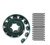 Barriera fissa da giardino 5 m, bordura in plastica for prato, paesaggio con 15 picchetti di ancoraggio solidi, facile installare per Prato(Green)