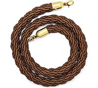 Barriera in corda marrone da 1,5 m con ganci a scatto in acciaio inox placcato oro, soluzione per la gestione delle code di eventi e teatri, corda di alta qualità