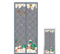 Barriera isolata magnetica spessa termica della copertura della porta | Babbo Natale fiocco di neve campana albero di Natale design porta copertura isolante per casa, balcone, stanza, interni