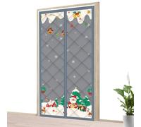 Barriera isolata magnetica spessa termica della copertura della porta | Babbo Natale fiocco di neve campana albero di Natale design porta copertura isolante per casa, balcone, stanza, interni