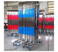 Barriera metallica estensibile con ruote, Barriera di sicurezza pieghevole, Recinzione mobile in acciaio inox per vialetto, garage, Facile da montare(Blu,1.5x9m)