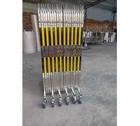 Barriera metallica estensibile con ruote, Barriera di sicurezza pieghevole, Recinzione mobile in acciaio inox per vialetto, garage, Facile da montare(Giallo,1.1x5m)