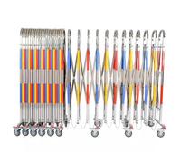 Barriera mobile espandibile, Recinzione for barricata metallica espandibile su ruote, cancello pieghevole, controllo del traffico, dimensioni multiple(1.1m x 10m (3.6ft x 32.8ft))