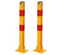 Barriera Parcheggio Auto Dissuasore Posta Pieghevole Palo di Barriera di Blocco del Parcheggio, Dissuasore Di Sicurezza, Chiusura superiore, 70 CM Altezza(Red,2pcs)