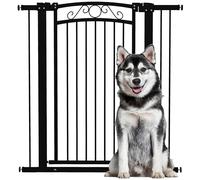 Barriera per cane PawHut Cancelletto regolabile 76-104 cm Barriera di sicurezza cane con 2 estensioni e doppia chiusura per scale e porte Nero