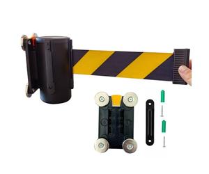 barriera per code da parete, Barriera magnetica retrattile a parete con cintura gialla e nera da 2/3/5 m for il controllo della folla in negozi di alimentari al dettaglio stadi(3M/9.8FT)