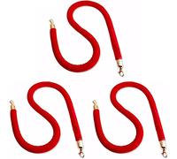 barriera per code da parete, Corda intrecciata rossa con fermagli dorati, barriera for il controllo della folla in coda for grandi inaugurazioni/cinema(3 Pack,200Cm/6.5Ft)
