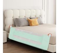 Barriera per letto per bambini piccoli, Recinzione di sicurezza pieghevole e portatile, telaio in metallo anti-caduta regolabile in altezza, telaio in metallo robusto, 200 x 73-86 cm, verde