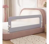 Barriera per letto per tutti i piccoli, pieghevole e portatile, telaio in metallo anti-caduta regolabile in altezza, telaio in metallo robusto, 180 x 73-86 cm, grigio