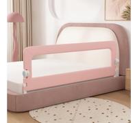 Barriera per letto per tutti i piccoli, pieghevole e portatile, telaio in metallo anti-caduta regolabile in altezza, telaio in metallo robusto, 180 x 73-86 cm, rosa