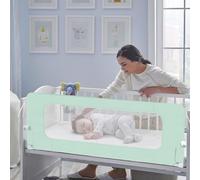 Barriera per letto per tutti i piccoli, pieghevole e portatile, telaio in metallo anti-caduta regolabile in altezza, telaio in metallo robusto, 180 x 73-86 cm, verde