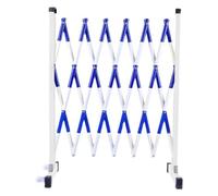 Barriera portatile espandibile, recinzione telescopica di sicurezza stradale con 2 ruote, guardrail pieghevole FRP per la sicurezza stradale (blu e bianco, dimensioni: 120 x 198 cm)