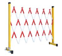 Barriera Stradale Retrattile - Cancello di Sicurezza in Metallo Rosso-Bianco con Ruote, 1,2 x 2,5 m per la Sicurezza Stradale, la Protezione dei Cantieri e Il Controllo d