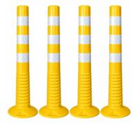 Barriere per Eventi e Feste Mobili, per Vialetto E Parcheggio Esterno | Colonna di Avvertenza Gialla con Pellicola Riflettente, per Corsie Stradali(Yellow-4Pcs)