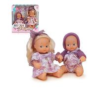 BARRIGUITAS Famosa (BFG05000) - 2 bambole abbinate, figura bionda e piccola figura con capelli e accessori di abbigliamento, inclusa culla, ragazzi e ragazze dai 3 anni in su, Famosa