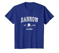 Barrow Alaska AK Vintage Athletic Sport Design Maglietta, Bambini, Blu Reale, 6 Anni