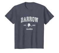 Barrow Alaska AK Vintage Athletic Sport Design Maglietta, Bambini, Pervinca, 10 Anni