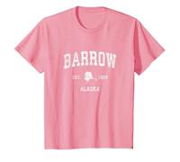 Barrow Alaska AK Vintage Athletic Sport Design Maglietta, Bambini, Rosa, 6 Anni