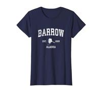 Barrow Alaska AK Vintage Athletic Sport Design Maglietta, Donna, Navy, 3XL