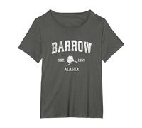 Barrow Alaska AK Vintage Athletic Sport Design Maglietta, Donna Plus-Size, Asfalto, 2X