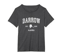 Barrow Alaska AK Vintage Athletic Sport Design Maglietta, Donna Plus-Size, Grigio Scuro, 2X