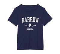 Barrow Alaska AK Vintage Athletic Sport Design Maglietta, Donna Plus-Size, Navy, 1X
