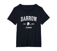 Barrow Alaska AK Vintage Athletic Sport Design Maglietta, Donna Plus-Size, Nero, 3X