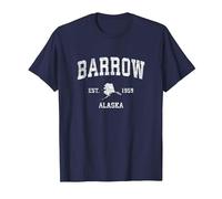 Barrow Alaska AK Vintage Athletic Sport Design Maglietta, Uomo, Navy, 6XL