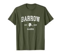 Barrow Alaska AK Vintage Athletic Sport Design Maglietta, Uomo, Oliva, 3XL
