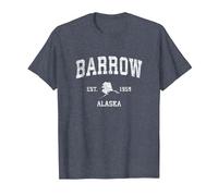 Barrow Alaska AK Vintage Athletic Sport Design Maglietta, Uomo, Pervinca, 5XL