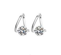 BARRU 1 paio di orecchini - Orecchini a cerchio ovali pendenti in argento, orecchini di diamanti rotondi di lusso scintillanti, strass luminosi di personalità per le donne (nastro)