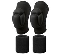 BARRU 1 Paio Ginocchiere Lavoro- Protettive Comode Antiscivolo,Regolabili Ginocchiere di Protezione per Lavoro, Ginocchiera de per Giardino, Edilizia, Pulizia(L:Nero: con un paio di polsini sportivi)