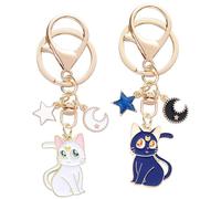 BARRU 2 pezzi Set Portachiavi Moon con Figura di Gatto e Charm Magico, Ideale per Borsa, Telefono e Auto, Regalo Perfetto per Ragazze e Amanti degli Anime