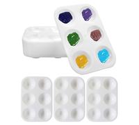 BARRU 20 pcs Tavolozza di miscelazione in plastica, rettangolare, colore bianco, tavolozza per acquerelli, 6 Wells, tavolozza per pittura ad acqua, olio, acrilico, 8,6 x 12,8 cm