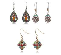 BARRU 3pcs Orecchini Pendenti Vintage, Delicati, Geometrici, a Cerchio, Acciaio Inossidabile, Lucido, Dangle, 5 cm, 2 cm, Multicolore