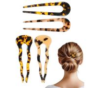 BARRU 4 pezzi Forchette per capelli a forma di U- grandi dimensioni, in acetato, forcine francesi a 2 denti,Spirale Veloce Treccia di Capelli Clip a Spirale per Styling