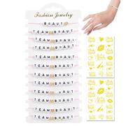 BARRU Set di 12 Bracciali Regolabili da Donna e 2 Adesivi Bride Tribe, Gadget Addio al Nubilato Sposa, Bride to be Nubilato Addio Decorazione, Bracciali con Perle di Lettere, Tatuaggi, Gadget per Add