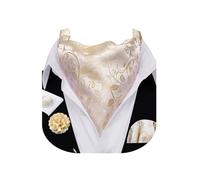 Barry.Wang Ascot - Set da uomo con cravatta e spilla quadrata con motivo cachemire, 4 pezzi, per matrimoni, feste aziendali, casual, da uomo, giallo chiaro, Taglia unica