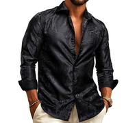 Barry.Wang Camicie da uomo in seta di lusso Paisley grande e alta camicia a maniche lunghe Business festa di nozze rosso nero S-3XL