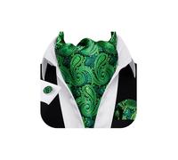 Barry.Wang - Cravatta in seta da uomo, con nodo Ascot e stampa paisley, con fazzoletto da tasca quadrato e gemelli coordinati, set per matrimonio e formale, Taglia unica